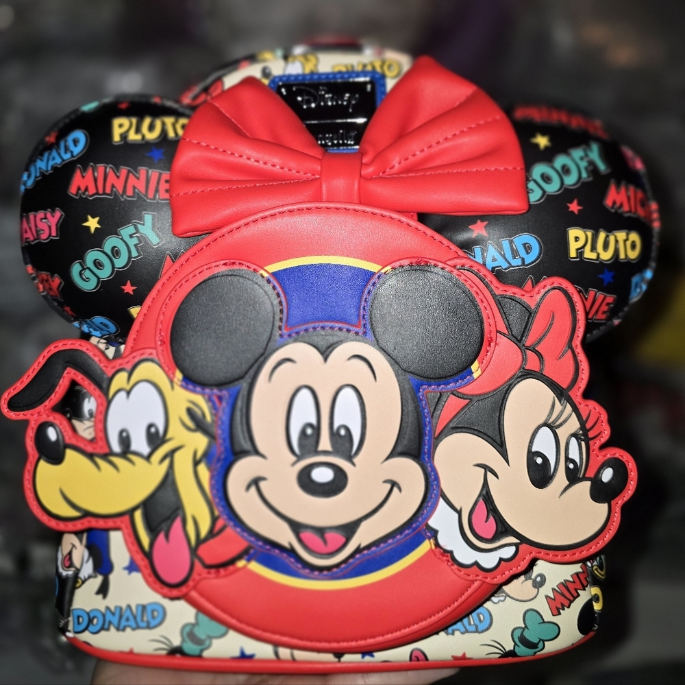 New!Loungefly Disney Mickey Mouse And Friends Classic Stars Mini Backpack + Ears